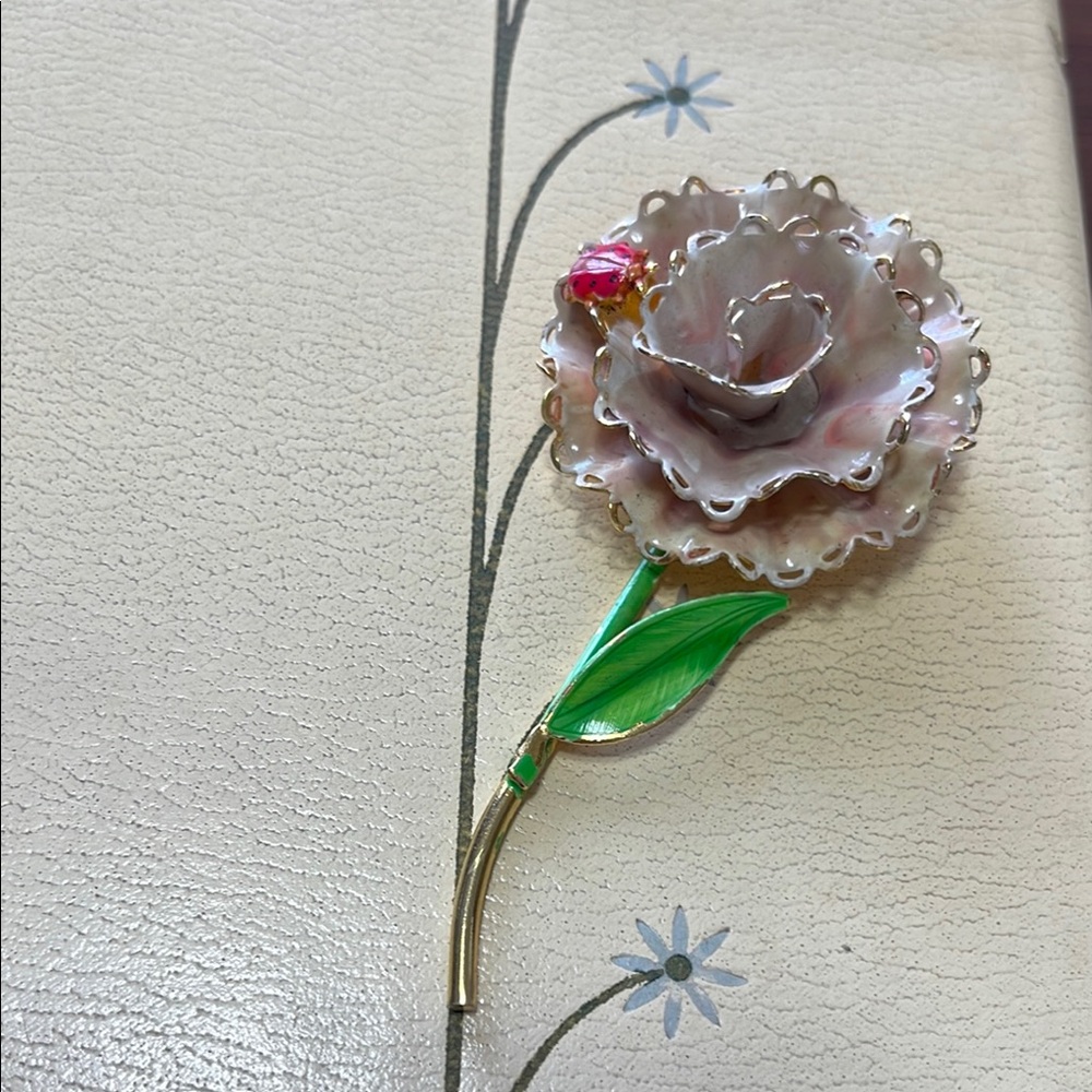 *RARE* Hattie Carnegie Enamel Flower Ladybug Brooch